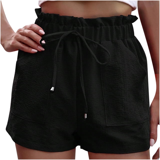 Timegard Shorts for Women Elastic High Waisted Drawstring Lightweight Loose Casual Shorts with Pockets