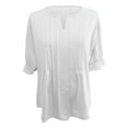 thumbnail image 4 of Bovemsi Womens Puff Half Sleeve Summer Tunic Tops Casual Chest Pleated Shirts Work Blouse for Women, White Women's Summer Short Sleeve T-Shirts, M, 4 of 5