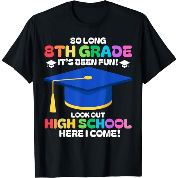 So Long 8th Grade Graduation High School Groovy Vacation Fun T-Shirt