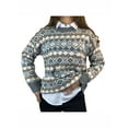 thumbnail image 1 of Kmbangi Femmes Pull Pull en Tricot Manches Longues Col Rond Plaids d'Hiver, 1 of 9