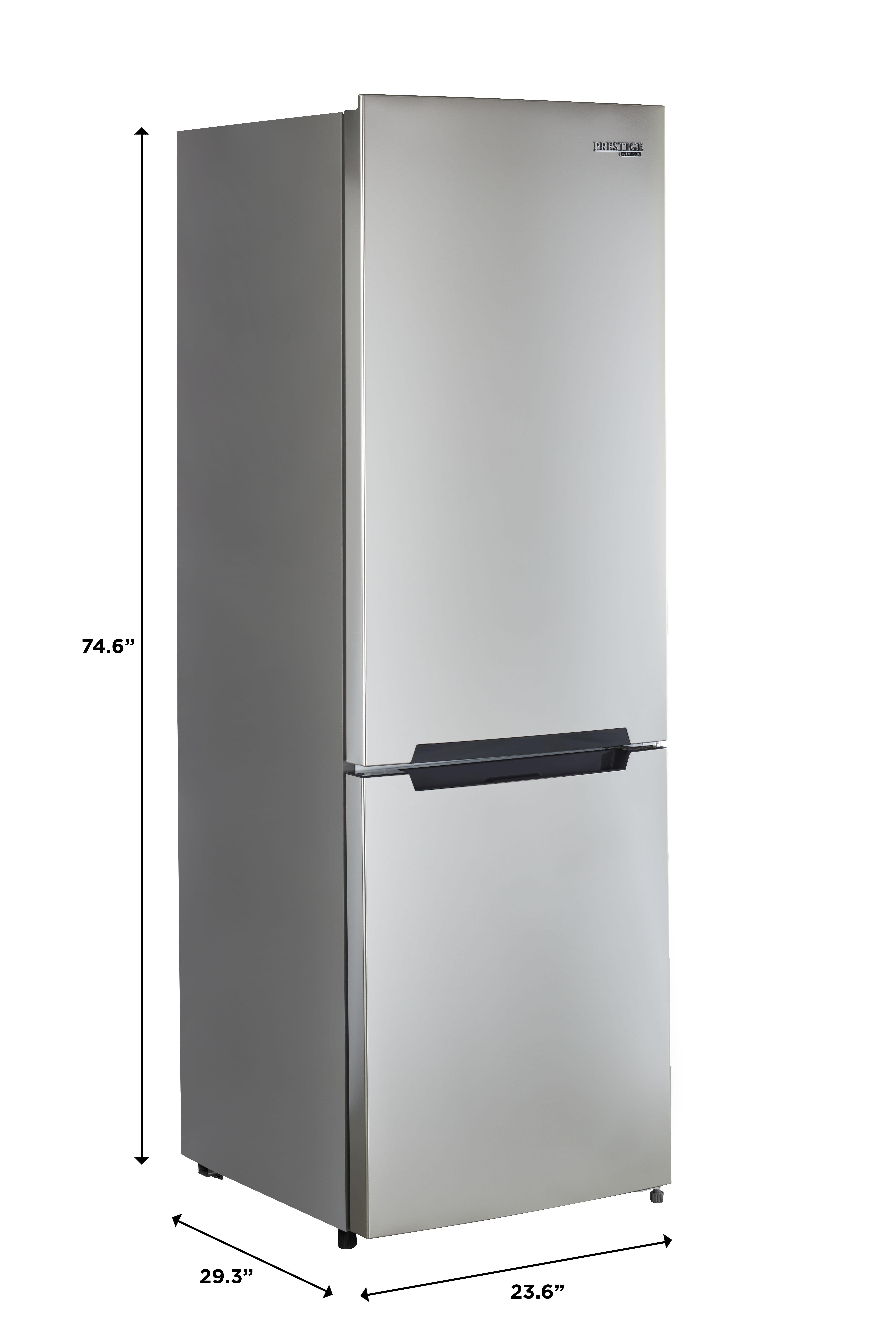 Unique Prestige 21.6" Frost Free 11.7 cu/ft Freestanding Bottom Freezer Refrigerator in Stainless Steel, ENERGY STAR Certified