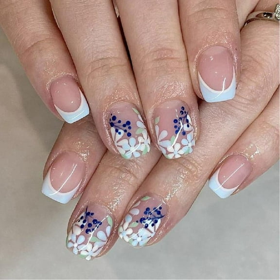 JZROCKER 24 Pieces Short Glossy Artificial Nails Press on Nails Full Covers Stick on Nails Easy To Apply And Remove For Women