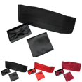 thumbnail image 2 of Bangcool Men Tuxedo Accessories Fashion 3PCS Solid Color Pocket Square Bow Tie Cummerbund, 2 of 10