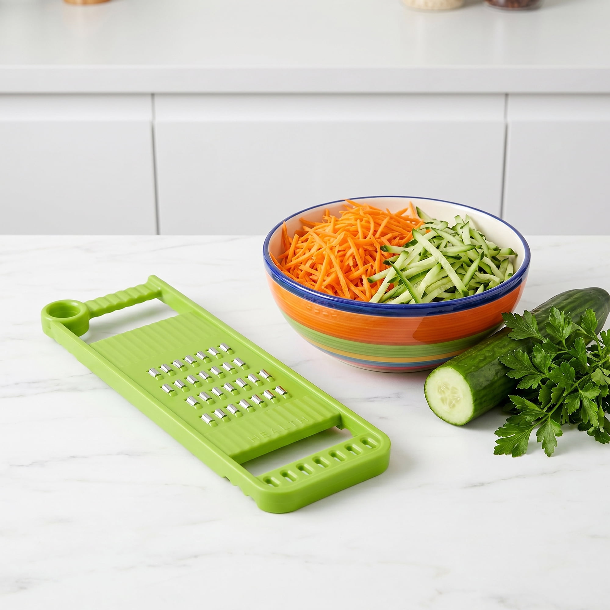 Unique Bargains Plastic Mandoline Slicer with Non-Slip Base for Safety Green A 11.2"x3.9"