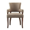 thumbnail image 5 of Solid Wood Arm Dining Chair | Espresso Finish with Brass Nailhead Detail | Upholstered Polyester Blend Seat | 24"W x 25.5"D x 35"H | Brown | For Dining Room &amp; Living Room, 5 of 7