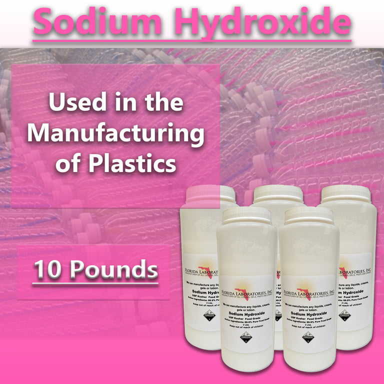 Sodium Hydroxide 99.9% Pure Food Grade Beads Caustic Soda lye 10 Lbs  (Pounds) 
