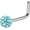 Aqua, variant on 20g Surgical Steel 3mm Crystal Glam Ball Top L-Shaped Nose Stud (Choose Color)