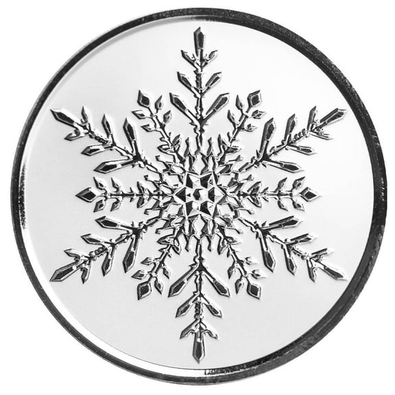 Christmas Snowflake Ornament 1 Troy oz .9999 Silver Bullion Round