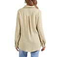 thumbnail image 3 of INSPIRE CHIC Textured Blouse for Women's Button Down Long Sleeve Shirt Casual Office Tops, 3 of 5