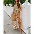 thumbnail image 4 of Eternatastic Women's High Waist Long Dress Floral Printed High Split Beach Vacation Flowy Maxi Dress XXL Green, 4 of 7