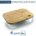 Glass Food Storage Containers with Bamboo Lids (4 Pack, 2 x 640ML & 2 x
