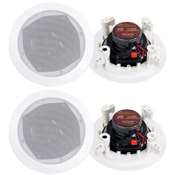 4) New PYLE PRO PDIC61RD 6.5'' White 400W 2-Way In-Ceiling/Wall Speakers System