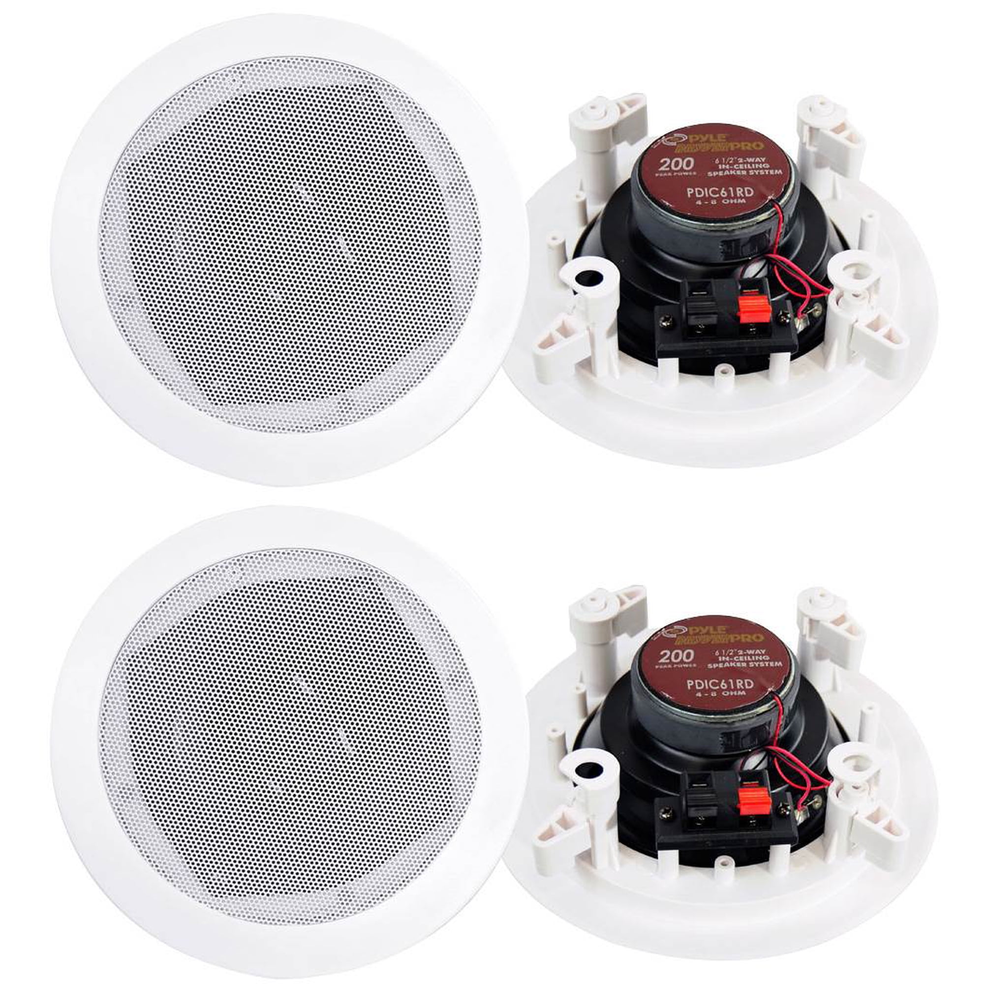 4) New PYLE PRO PDIC61RD 6.5'' White 400W 2-Way In-Ceiling/Wall Speakers System