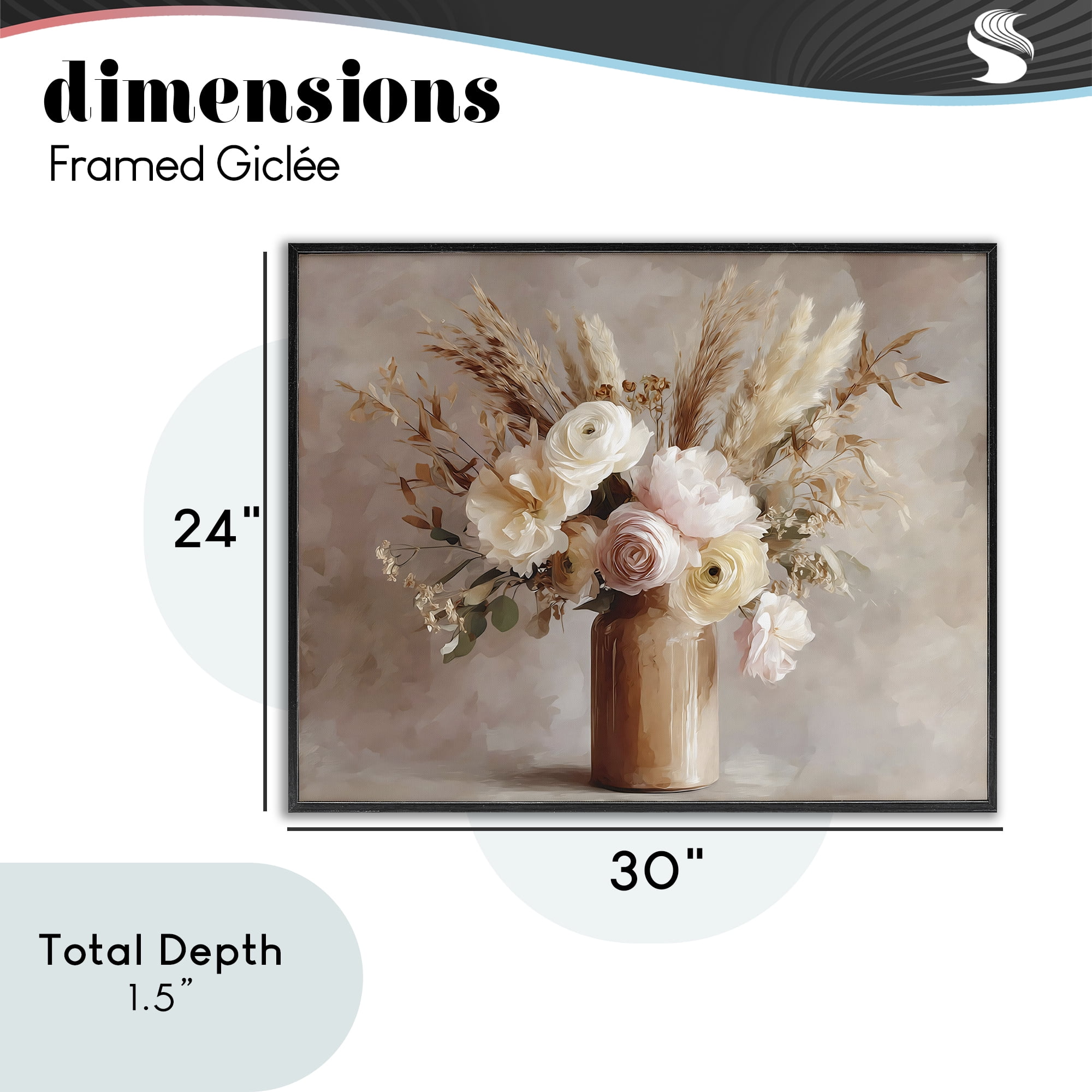 Stupell Industries Elegant Wheat Bouquet in Vase Black Framed Giclee Art, design by Franklyn Gregory