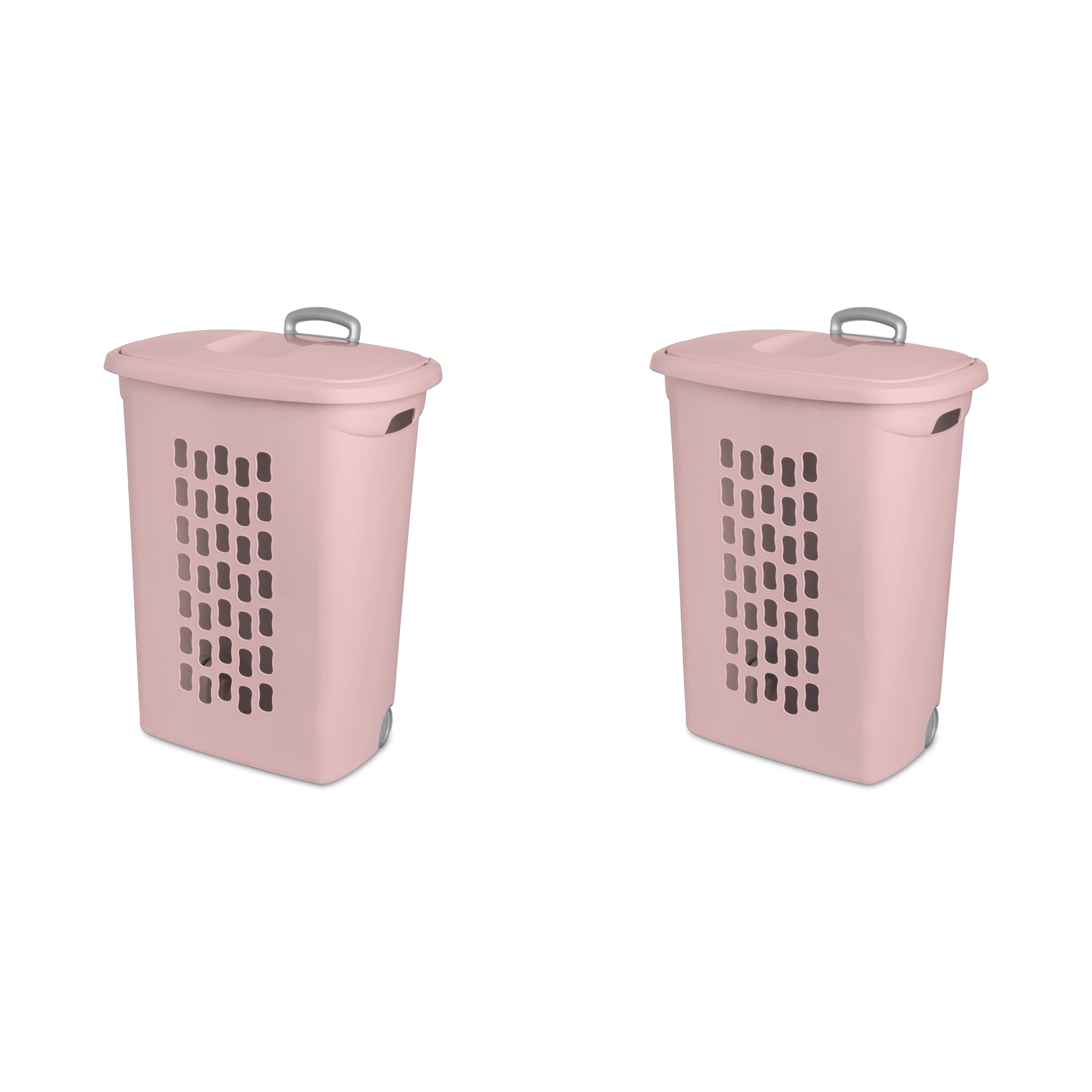 Sterilite Plastic Ultra™ Wheeled Hamper Blush Pink Set of