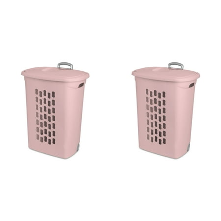 Sterilite Ultra™ Wheeled Plastic Laundry Hamper, Blush Pink, Set of 2