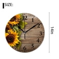 thumbnail image 2 of 14 Inch Wall Clock Battery Operated Silent Clock Decorative for Office, Kitchen, Outdoor, Living Room，Old Wooden Background with Sunflowers Beautiful Drawing, 2 of 4