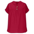 thumbnail image 5 of Women's Summer Cotton Linen Shirts Tops Oversized V Neck Button Short Sleeve T Shirt Casual Solid Plus Size Loose Breathable Beach Vacation Boho TShirt, 5 of 6