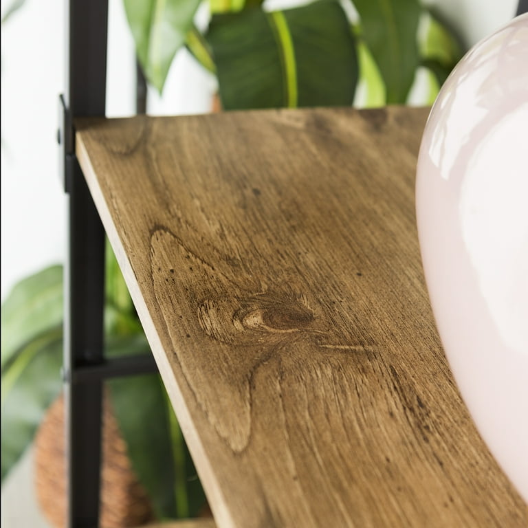 Urban Industrial Angle Iron 4-Shelf Bookcase, Barnwood