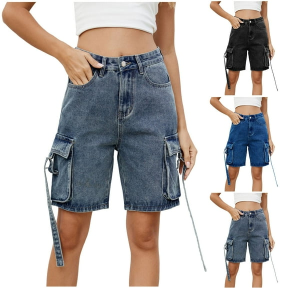 Summer Akafmk Summer Womens Short Jeans,Plus Size Womens Denim Shorts,Women's Casual and Fashion Spring and Summer Water-Washed Denim Pants