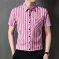 thumbnail image 5 of IWRICH Men's Striped Short Sleeve Dress Shirts Button down Classic Shirt Regular Fit Business Shirt for Summer Red XL, 5 of 6