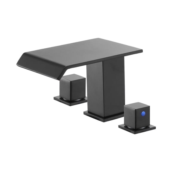 Roman Tub Faucet 3 Hole, Waterfall Bathtub Faucet with Handles, Deck Mount Tub Spout for Pet/Baby, Matte Black, Drip-Free