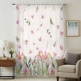 thumbnail image 2 of Pink Spring Floral Semi Sheer Curtains Drapes for Living Room,Bedroom,French Doors Window 108 Inches Long,Pastoral Flowers Farmhouse Rustic Rod Pocket Chiffon Curtain Drapery Voile Draperies Panel, 2 of 8