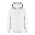 thumbnail image 6 of Zip Up Hoodie Women, Oversized Midweight Pockets Fall Hooded Sweatshirt Jackets Front Zipper Baggy Coats (XL, White), 6 of 7