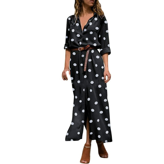 Ketyyh-chn99 Robes de Soirée pour Femmes Robe Évasée à Fleurs Manches Longues Robe Longue Confortable Noir,P