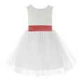 thumbnail image 2 of Ekidsbridal Girl Baptism Flower Girl Dress - Knee Length White Lace V-Back Dress with Tiebow 206T-A (Size: S-10), 2 of 3
