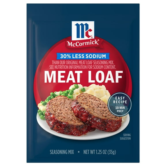 Pack Of 2 McCormick 30% Less Sodium Meat Loaf Seasoning Mix, 1.25 oz (Package May Vary)