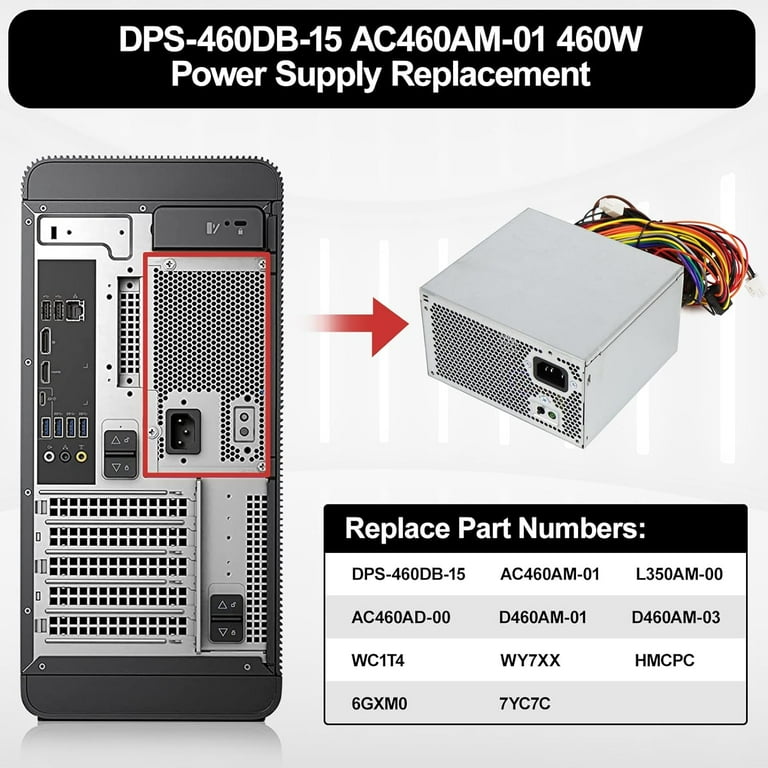 Li-Sun WC1T4 HU460AM-01 460W Power Supply Compatible with DELL XPS