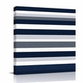 thumbnail image 2 of Canvas Wall Art Dark Blue Canvas Art Print and Grey Stripe Abstract Geometric Stripes Pictures Wall Decor for Living Room Bedroom Artwork Decorations Stretched Framed Ready to Hang 10"x10", 2 of 9