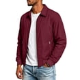 thumbnail image 3 of FchengtaiS Men's Full Zip Up Bomber Jackets Long Sleeve Turndown Collar Lightweight Coat Windproof Outerwear with Zip Pocket, 3 of 7