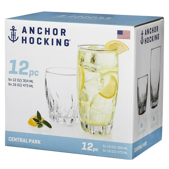 Anchor Hocking 12pc Central Park Drinkware Set, 12pc Central Park Drink Set