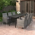 thumbnail image 1 of vidaXL 7 Piece Garden Dining Set with Cushions Poly Rattan and Glass, 1 of 5