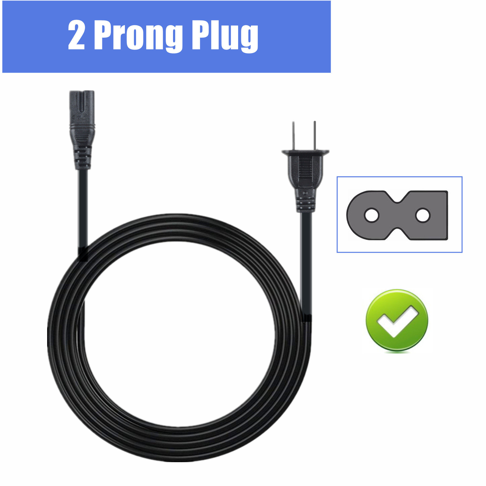 FITE ON 5ft AC Power Cord Outlet Socket Plug Cable Lead Replacement for the singing machine SML-383 SML-383P SML-383YP SML383YB Portable CD+G CDG Karaoke Player Machine - image 2 of 4