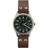 Military Style Watch with Leather Strap