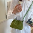 thumbnail image 3 of HUISZJ Faux Suede Shoulder Bag, Shoulder Bag with Adjustable Strap, Crossbody Bag Drawstring Top Handle Bag for Travel Winter Fall (Green), 3 of 10
