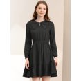 thumbnail image 2 of INSPIRE CHIC Women's Doll Collar Keyhole Front Elasticed Waist Ruffle Hem Dress, 2 of 5