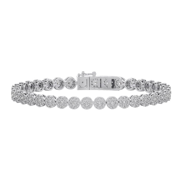 DIAMOND CLUB 3 Carat Lab Grown Diamond Halo Style Tennis Bracelet in 14K White Gold – Elegant Jewelry for Women Suitable for All Seasons