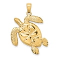 thumbnail image 3 of 14k Yellow Gold Solid Textured Polished Enameled Sea Turtle Pendant Necklace 33x24mm Wide Pendant for Women, 3 of 4