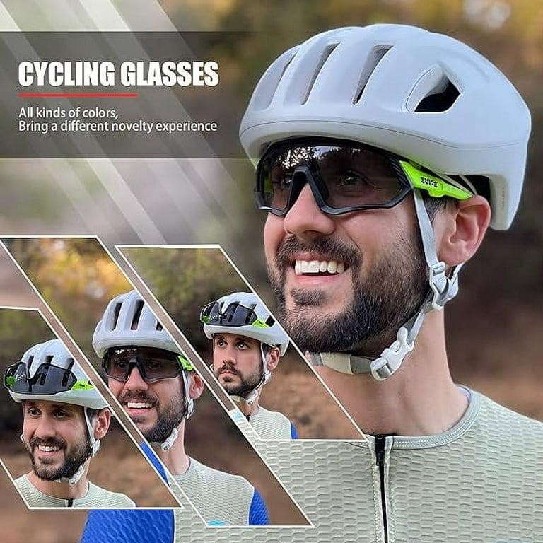 SCVCN Photochromatic Cycling Glasses Self-Tinting for Men Women Clear Sports Sunglasses Cycling MTB Running Volleyball Tennis Driving Fishing Softbal
