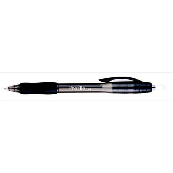 Profile Refillable Retractable Ballpoint Pen, Super Bold Tip, Black Ink-Barrel, Pack - 12