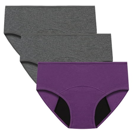 ATOYSOY Women s Mid Waist Period Underpants Plus Size Hip Lifting Cotton Panties  3 Pack Multipack Stretchy Shapewear Control Briefs Seamless Clearance Solid Leak Proof Panty Purple XL