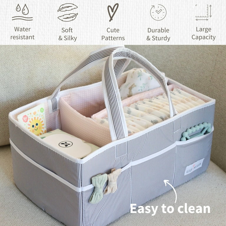 Lily Miles Baby Diaper Caddy Organizer - Nursery Changing Table Organizer - Baby  Shower Gifts for Girls (Gray/Blush, Large) 