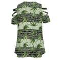 thumbnail image 5 of Green Maple Leaves Seamless Pattern Womens Summer V Neck Zipper Top Short Sleeve T Shirt Off Shoulder Top Casual Classy Loose Shirts, 5 of 7