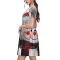 thumbnail image 2 of Balery Christmas Snowman With Hat Vestidos sueltos de manga corta para mujer, vestidos de verano 2025, vestidos casuales de corte A con vuelo., 2 of 6