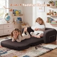 thumbnail image 3 of Babyeap Extra Wide Kids Chair,2-in-1 Convertible Toddler Chairs,Soft Comfy Kids Couch, Kids Sofa for Boys & Girls 3+,Brown, 3 of 9