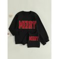 thumbnail image 4 of Mommy and Me Christmas Matching Outfits Merry Letter Sweatshirt Embroidery Crewneck Pullover Tops, 4 of 10